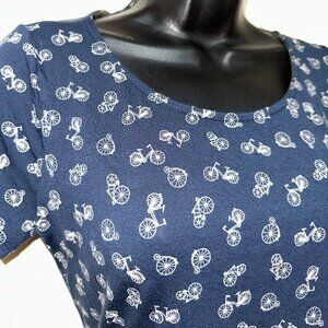 Anthropologie  W5 Cute Bicycles Navy Short Sleeve Tee for Women - Size M